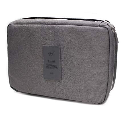 Travel Toiletry Bag, Airlab Hanging Toiletries Organizer Makeup Bag with Hook for Women Men, Gray