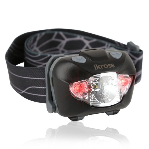 LED Headlamp - iKross Super Bright White / Red LED Water proof Camping Headlamp with 6 Feature Lighting Option