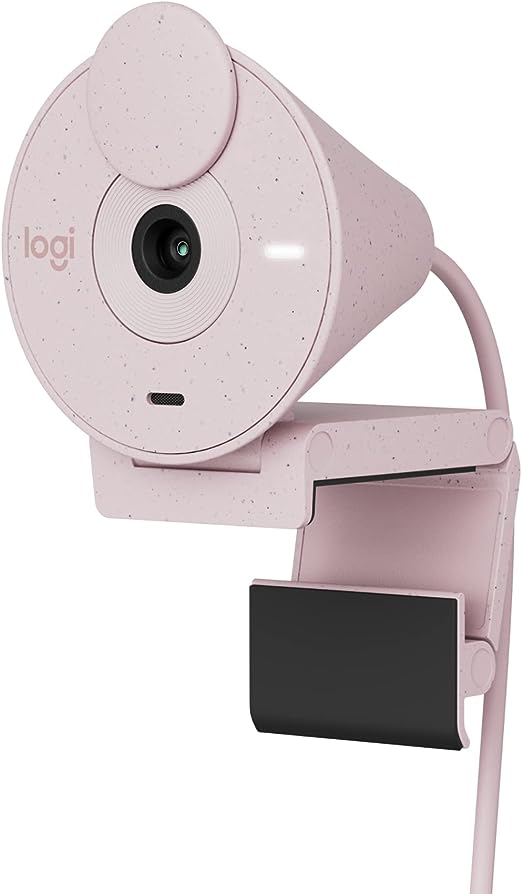 Logitech Brio 300 Full HD Webcam with Privacy Shutter, Noise Reduction Microphone, USB-C, Ceritified for Zoom, Microsoft Teams, Google Meet, Auto Light Correction, Streaming Webcam - Rose