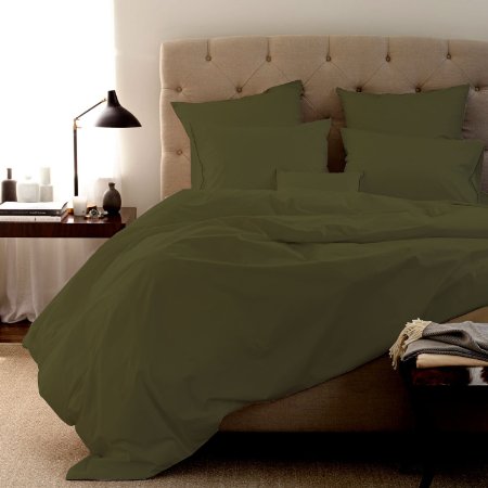 100% Egyptian cotton Duvet Set 600 Thread Count Solid Created Queen, Sage By Fantasy Nap
