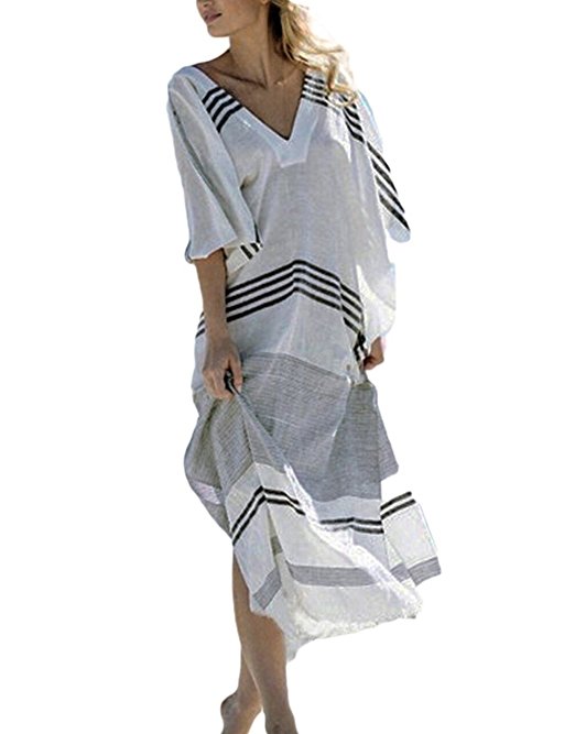 Bsubseach Women Bathing Suits Cover up Ethnic Print Kaftan Beach Maxi Dress