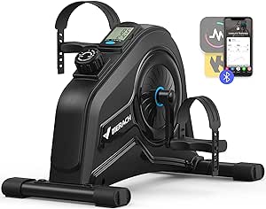 MERACH Under Desk Bike Pedal Exerciser, Silent Magnetic Mini Exercise Bike for Seniors Arm Leg Recovery, Physical Therapy, Non-Slip Desk Cycle with APP for Home Office Workout