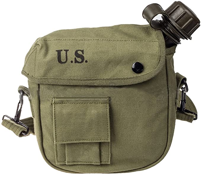 Ultrafun Military Water Canteen Bladder 2 Quart G.I. Issue with Cover and Strap