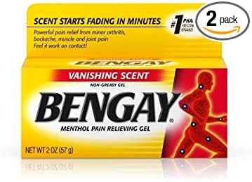 Bengay Vanishing Scent, Menthol Pain Relieving Gel, Non-Greasy, 2 Ounce (Pack of 2)