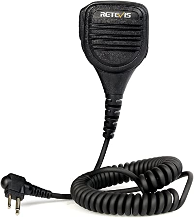 Retevis 2 Pin Shoulder Speaker Mic with 3.5MM Audio Jack,Compatible with Motorola CP200 GP2000 CLS1110 RMU2040 RDU4100 2 Way Radios,Walkie Talkie Microphone (1 Pack)