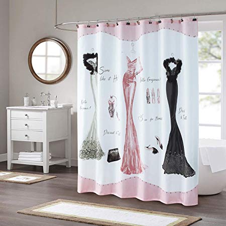 DS BATH Haute Pink Shower Curtain,Mildew Resistant Shower Curtain,Print Shower Curtains for Bathroom,Cute Bathroom Curtains,Waterproof Polyester Fabric Shower Curtain,72" W x 72" H