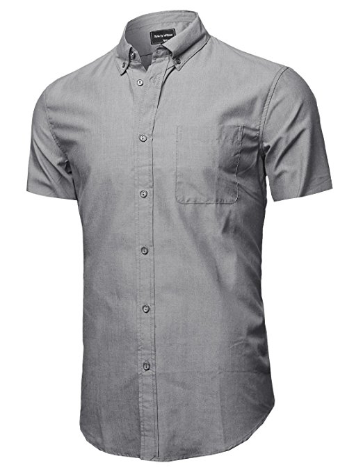 SBW Men's Basic Button-Collar Chambray Shirt