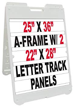 NEOPlex 25" x 36" Poly-Plastic Sidewalk Sandwich Board A-frame Sign w/Letter Track Insert Panels and Full Letter Kit