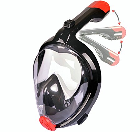 iRunzo Full Face Snorkel Mask - Anti-leak Anti-fog Seaview 180 Dry Top for Adult Women Men Youth