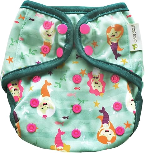 OsoCozy Newborn Cloth Diaper Covers - Adjustable Snap Fit & Double Leg Gussets for Baby Boys & Girls from 6-12 Pounds.