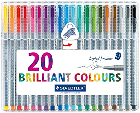 Staedtler 0.3 mm Triplus Fineliner Pen - Assorted Colours (Pack of 20)