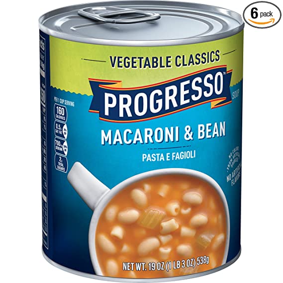 Progresso Vegetable Classics Soup, Macaroni and Bean, 19-Ounce Cans (Pack of 6)