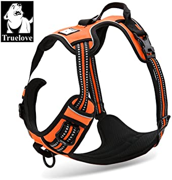 TrueLove Dog Harness TLH5651 No-pull Reflective Stitching Ensure Night Visibility, Outdoor Adventure Big Dog Harness Perfect Match Puppy Vest (Orange,M)
