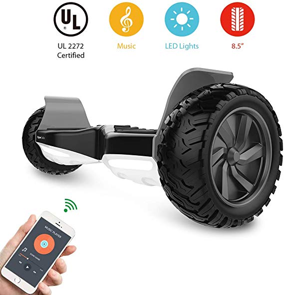 HYPER GOGO Off Road, Electric Self Balancing All Terrain Hoverboard with Built-in Speaker and LED Lights, UL2272 Certified, 8.5 Inch