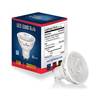 Light Blue™ LED 6-Watt GU10 MR16, Dimmable, 50W Equivalent, High Power Warm White Light Bulbs, UL-Listed