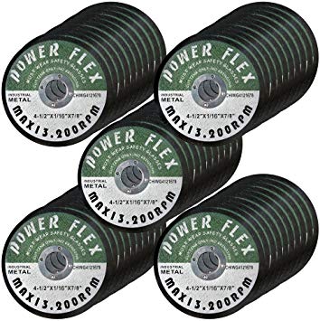 50 Pack - Cut Off Wheels 4 1/2 Inch x 1/16 Inch x 7/8 Inch - For Cutting All Steel and Ferrous Metals.