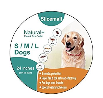 Slicemall Flea Ticks Collar 24 inches, herbal repellent protection treatment for small large dogs