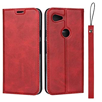 SailorTech for Google Pixel 3a Wallet Case Premium PU Leather Case Flip Folio Cover Case with Credit Card Slots, Stand Holder and Wrist Strap Full Protective Case for Google Pixel 3a (5.6") Wine Red