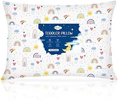 Toddler Pillow,13X18 Soft Baby Pillows for Sleeping, Machine Washable Kids Pillow with Cotton Pillowcase, Perfect for Travel, Toddlers Cot