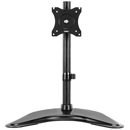 VonHaus Freestanding Single LCD LED Monitor Bracket Mount Desk Stand for 13-27" Screens with 45° Tilt, 180° Swivel & 180° Level Adjustment and Height Adjustable