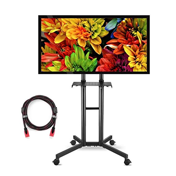 Suptek Universal TV Cart For LCD LED Plasma Panel Stand Mount With Wheels Mobile And 1 Adjustable Shelf For 32 to 60 Inch (ML5073-3)