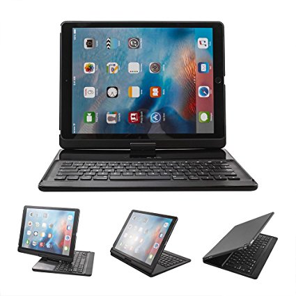 iPad pro 12.9 Keyboard case, Feitenn 360 Degree Rotation Ipad pro case cover with Wireless Bluetooth Keyboard and stand for ipad pro 12.9 inch (Black)