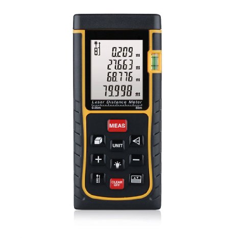 CiBest 262ft /80m Portable Laser Distance Meter Rangefinder Finder Handheld Measure Instrument with Min/in/ft , Tape Measure 0.05 to 80m (0.16 to 262ft)(80 M)