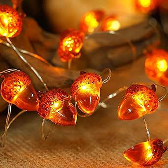 Mudder Acorn LED String Lights 16.4FT 50 LEDs Battery and USB Powered Acorn Fairy Light with Remote Cottagecore Decor for Bedroom Party Christmas Cottage Core Decor(White, Acorn)