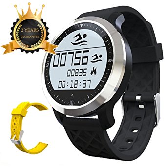 Smart Watch F69 Waterproof IP68 Smartwatch Swim Running Heart Rate Sleep Monitor for IOS Iphone Samsung HTC Android (Black)