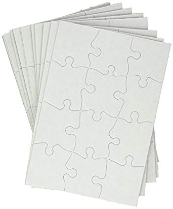 Hygloss Compoz-A-Puzzle Blank Puzzles, 12 Pieces, 5-1/2 x 8 Inches, Pack of 24