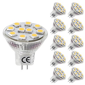 LE 10 Pack 1.8W MR11 GU4.0 LED Bulbs, 20W Halogen Bulbs Equivalent, 165lm, 12V AC/DC, 120° Flood Beam, Warm White, 3000K, Spotlight