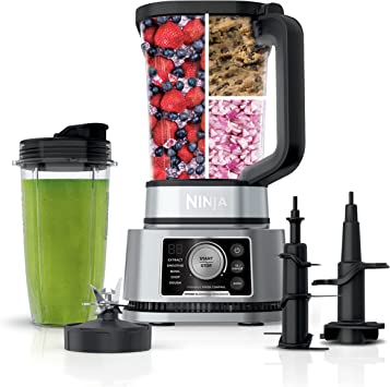 Ninja SS300C, Foodi 3in1 Power Blender & Processor System with Nutrient Extractor, 5 Auto-iQ Presets, Silver, 1200W (Canadian Version)