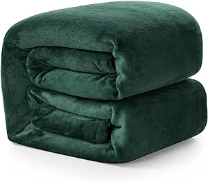 Hansleep Fleece Blanket Twin Size Dark Green, Soft Cozy Twin Blanket, Fuzzy Flannel Lightweight Blanket for Bed, Sofa, Couch, Travel, Camping, Dark Green, 60x80 Inches