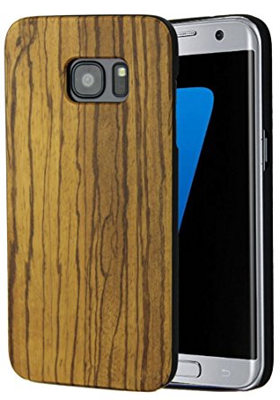 Galaxy S7 Edge Case,Galaxy S7 Edge Wooden Case YFWOOD Zebra WOOD with Plastic Slim Covering Case for Samsung Galaxy S7 Edge