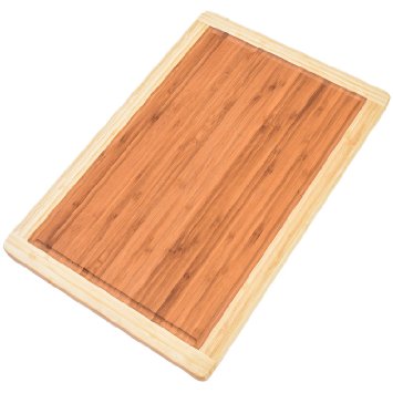 Culinary Corner® Natural Antimicrobial 2 Sided/ Dual Use 100% FDA Approved Natural Bamboo Cutting Board, One Side Branded With Pie Shell Chart Along With Measurement Increments on Top and Side
