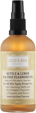 Nettle & Lemon Tea Tree Cleansing Gel – A Zesty Organic Foaming Face Wash That Gently Removes Makeup & Impurities - Certified Organic, Cruelty Free, 100% Biodegradable–By Lulu & Boo Organics Uk(100Ml)