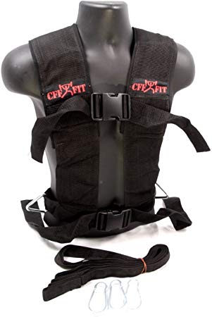 CFF Multi Purpose Sled Harness Vest - Black/Red - Small/Medium - for use with Weighted sled and in Speed and Strength Training
