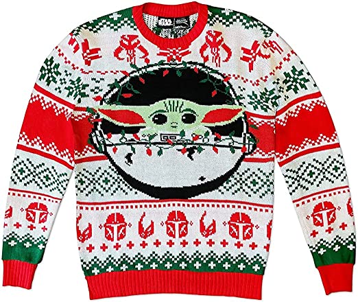 Star Wars The Mandalorian The Child with Lights Ugly Christmas Sweater