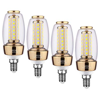 Yiizon E12 LED Candelabra Light Bulbs, 9W LED Corn Bulbs 80 Watt Equivalent, 900lm, Daylight White 6000K LED Chandelier Bulbs, Decorative Candle, Non-Dimmable LED Lamp 4-Pack