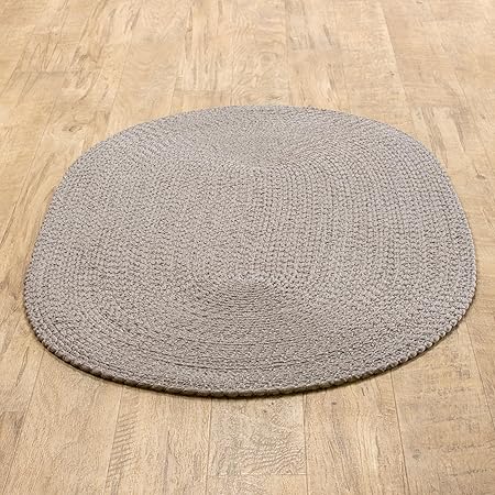 Super Area Rugs Gray Braided Rug Country Living Room/Bedroom Braided Rugs - Durable Primitive Rug - Oval 7' X 9'