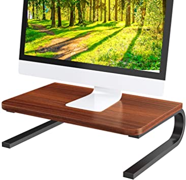 Monitor Riser Stand - with 14.5 Inch Wood Grain Platform for Laptop, Printer, Tablet, TV, PC, Screen Riser, Computer Monitor Stand for Home & Office