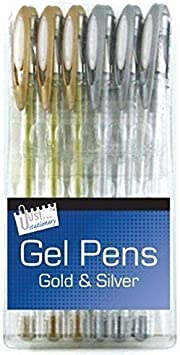 Pack of 6 Premium Quality Silver and Gold Gel Pens