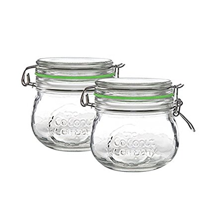 Kilner style glass clip jar X 2, 500ml glass jar with silicone seal
