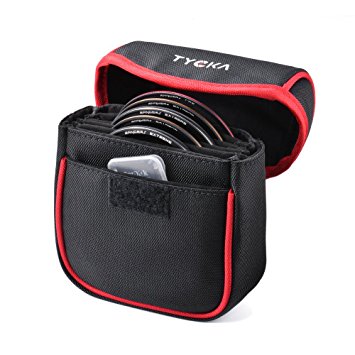 Tycka Field Filters Case for Round Filters Up to 86mm, Belt Style Design Filter Pouch, Removable Inner Lining and Water-resistant and Dustproof Design, Black