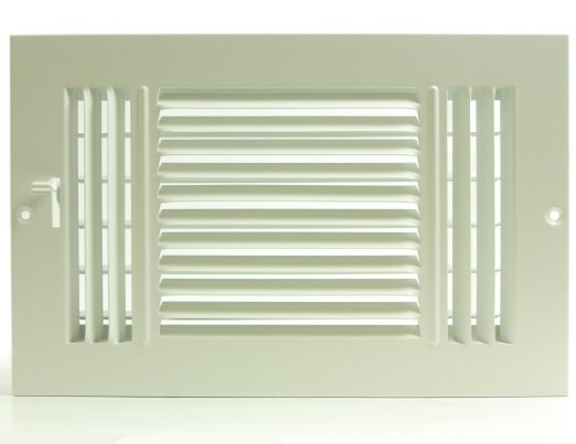 12" x 8" 3-WAY SUPPLY GRILLE - DUCT COVER & DIFUSER - Flat Stamped Face -12w" x 8h" opening (vent hole) dimension - actual size is approx 2" wider