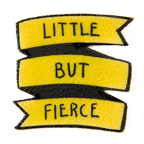 Yellow Punk Rock Feminist Quote Banner Pin "Little But Fierce" button badge brooch patch - Handmade