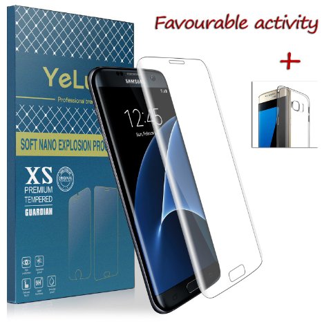 Galaxy S7 Edge Screen Protector Glass (Full Screen Coverage),Tempered Glass Screen Protector - YELUN 9H Hardness Tempered Glass Bubble-free Arc Edge Design Screen Protector for Samsung Galaxy S7 Edge