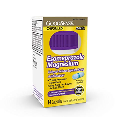 GoodSense Esomeprazole Magnesium Delayed Release Capsules 20 mg, Acid Reducer, Treats Heartburn, 14 Count