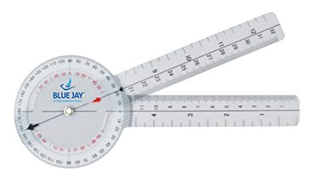 Transparent 8" (In) Plastic Goniometer 360 Degree Protractor Style- Range of Motion Testing- Physical & Occupational Therapy, Sports Medicine, Orthopedic, Chiropractic- ISOM Std- Durable & Lightweight