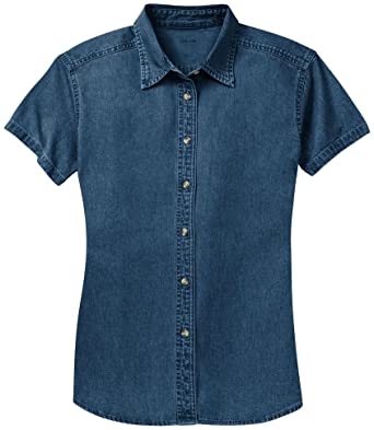 Ladies Short Sleeve Value Denim Shirts in Sizes XS-4XL